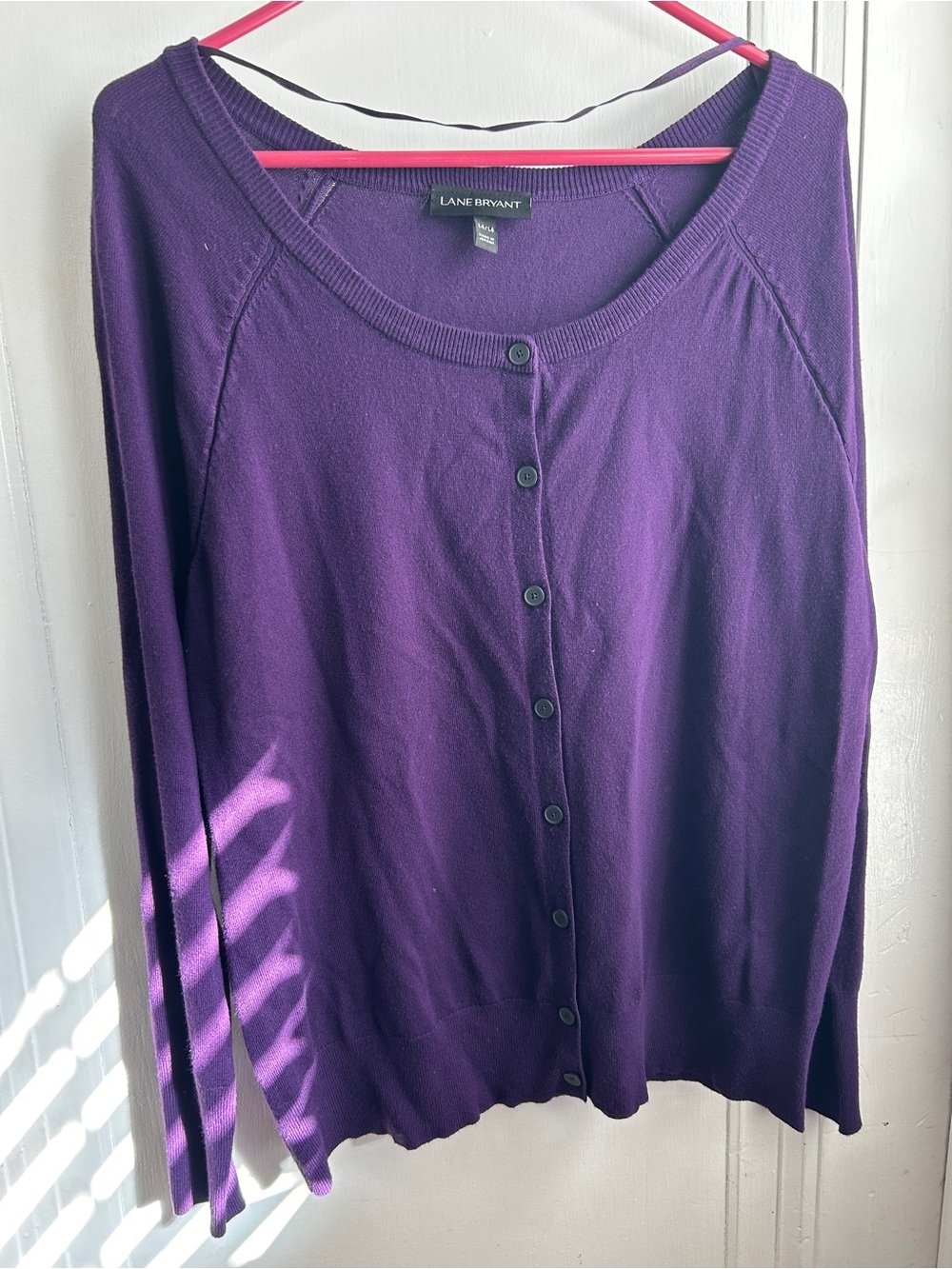 Lane Bryant Purple Button-Front Cardigan
